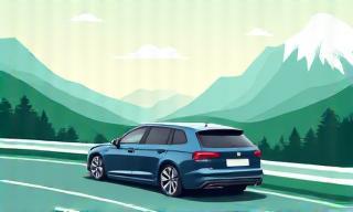 Icon showing a car driving confidently on a road